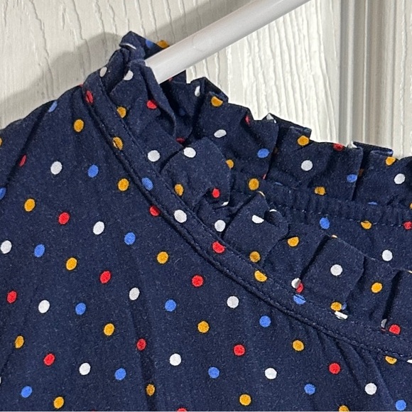 Adorable Talbots Petite medium navy polka dot blouse, small ruffles, flowy - Picture 8 of 9